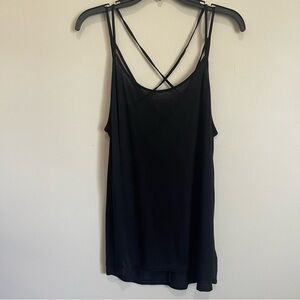 GB Juniors' Women's Black Strappy Back Detail Tank Top Beachy Summer Cami Size L